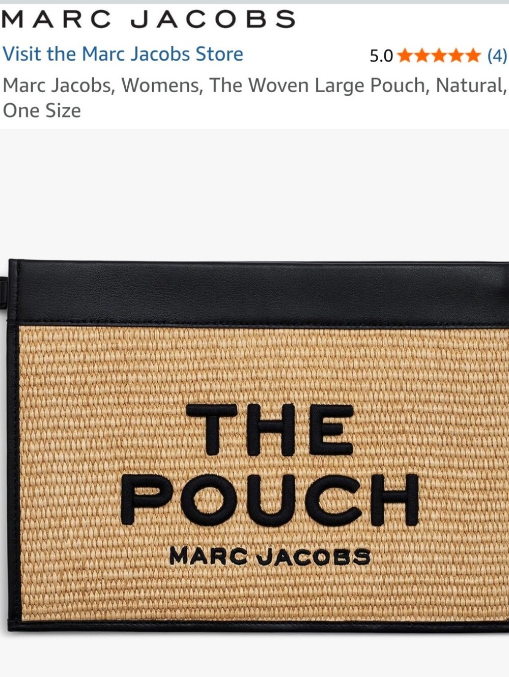 Marc Jacobs Straw Wristlet with Black Logo and Trim